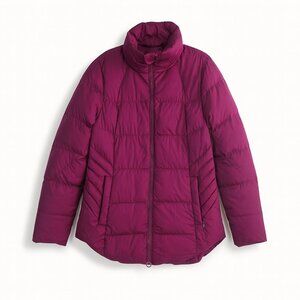 Athleta Downtown Down Feather Warm Winter Puffer Jacket Coat Plum Purple Large